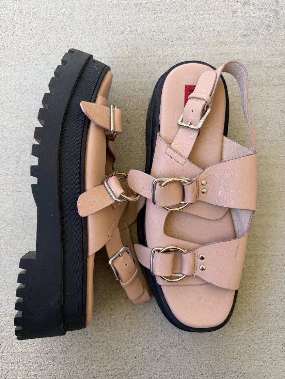 London Rebel Chunky 2.5" Platform Buckle Sandals – Blush Pink – Size 10